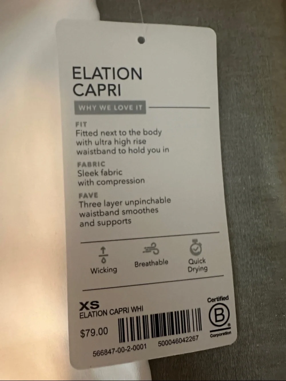 Athleta Women’s White Elation Capri High-Rise Leggings - XS NWT